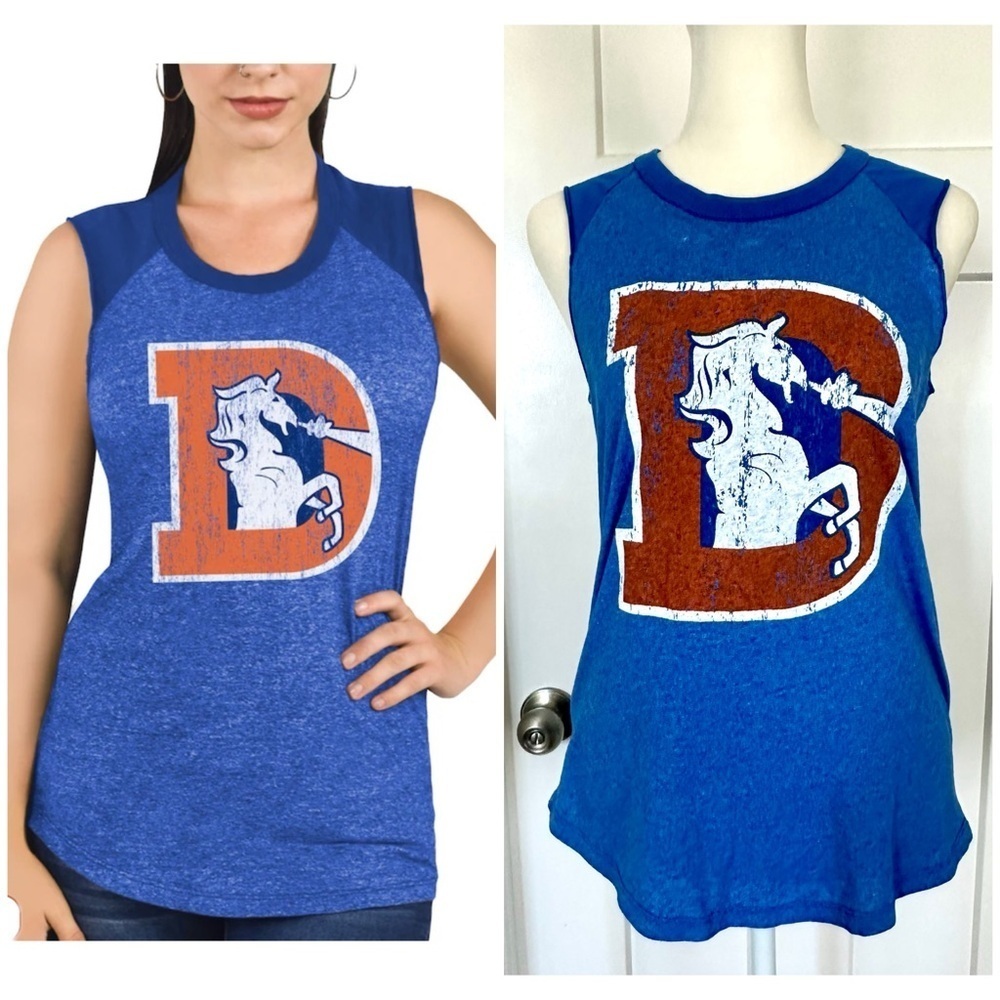 Majestic Threads Women’s Denver Broncos Royal Retro Muscle Tank - size S - Picture 1 of 6